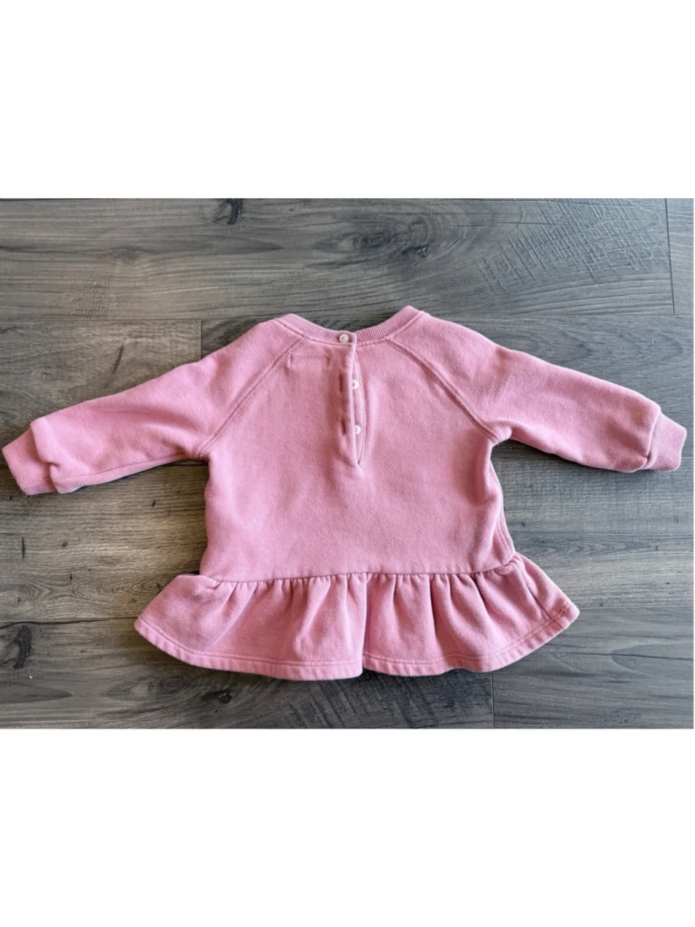 Ralph Lauren Baby Pink Peplum Sweatshirt Big Pony Fleece Pullover 9M Embroidered